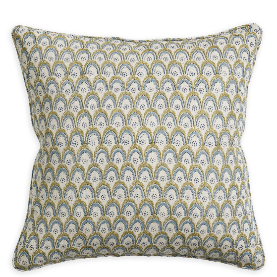 Walter G - Azores Moss Azure (Hand Block Printed) Cushion Cover ONLY 
