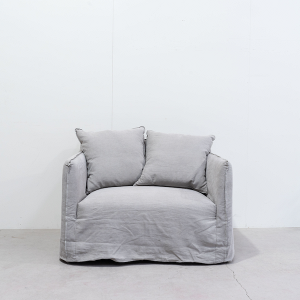 Hamptons 100% Italian Linen 1.5 Sofa - STONE