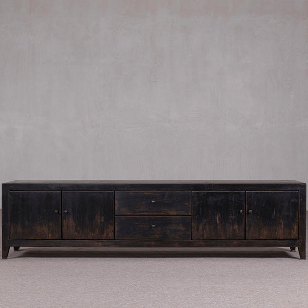 25041 Reclaimed Low Black Cabinet 2000 x 400 x 500H