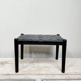 Leather & Wooden Bench Seat / Black 