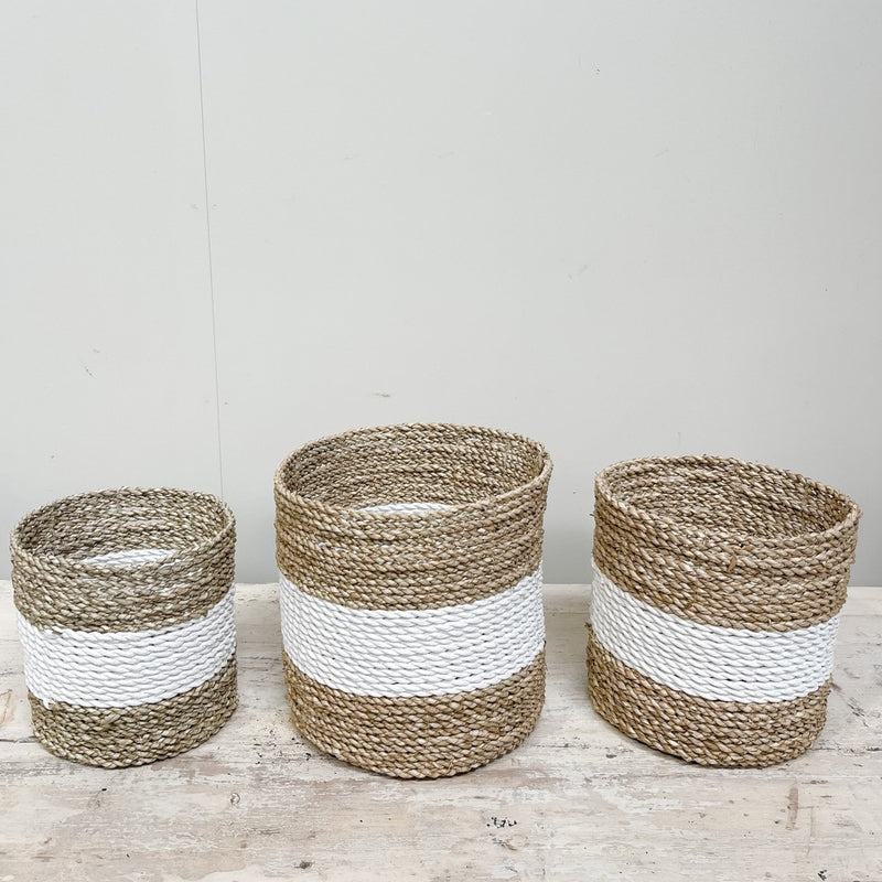 Seagrass Basket  SMALL Natural & White