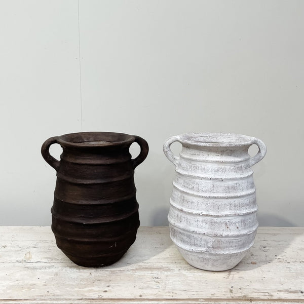 Wide Ribbed Vessel w Two Handles