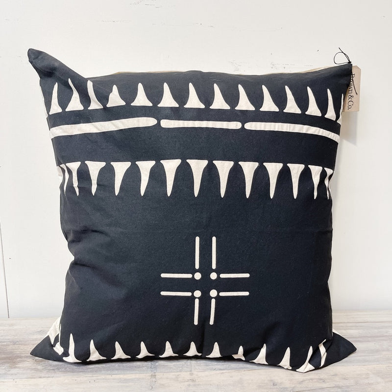 Cushion Cover Only - Black with Triangles 60x60