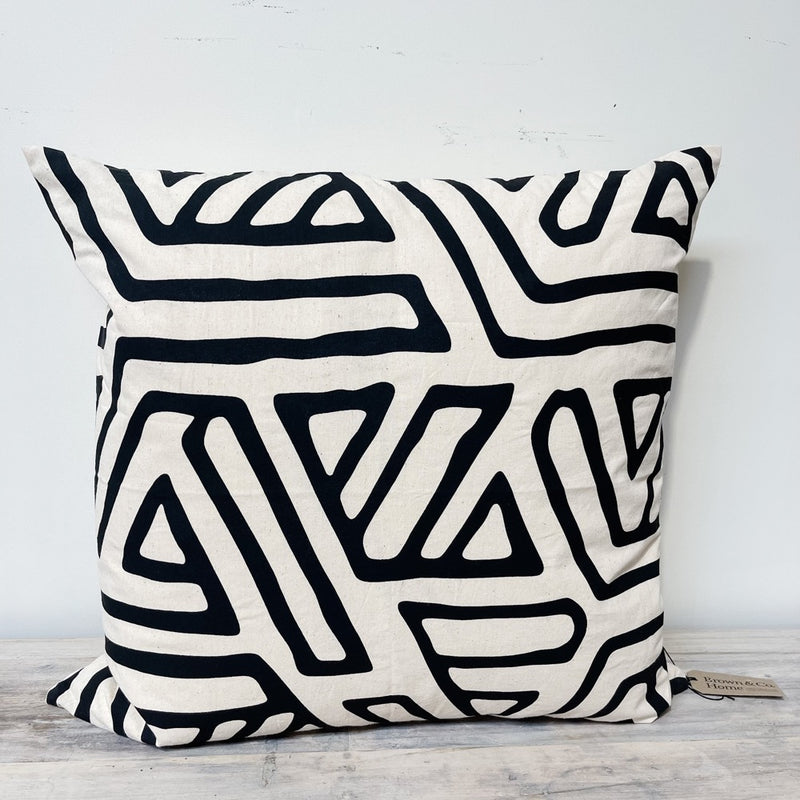 Cushion Cover Only - Natural w Black Zag 60x60