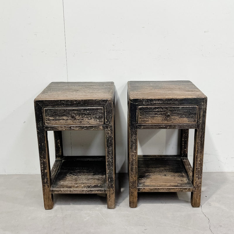 Reclaimed Pine Rustic Black Side Table / Bedside Table