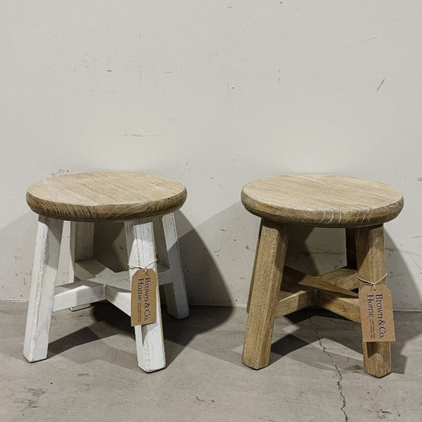 Reclaimed Small Elm Round Top Stool SMALL