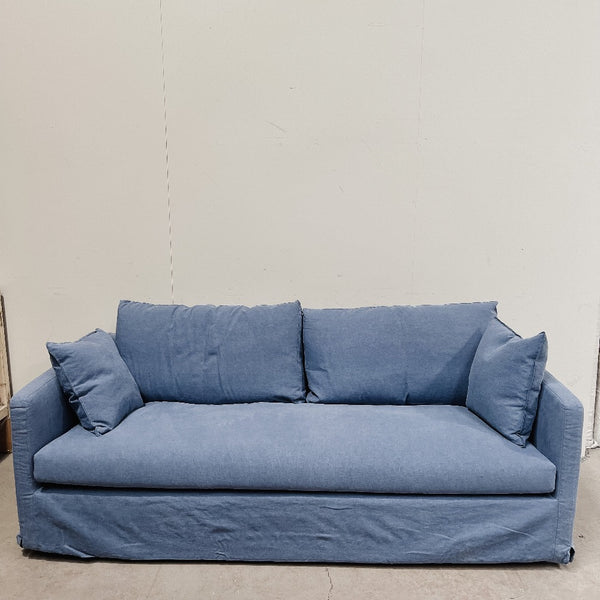 Madison 100% Linen Slip Cover Sofa (DENIM or STONE)