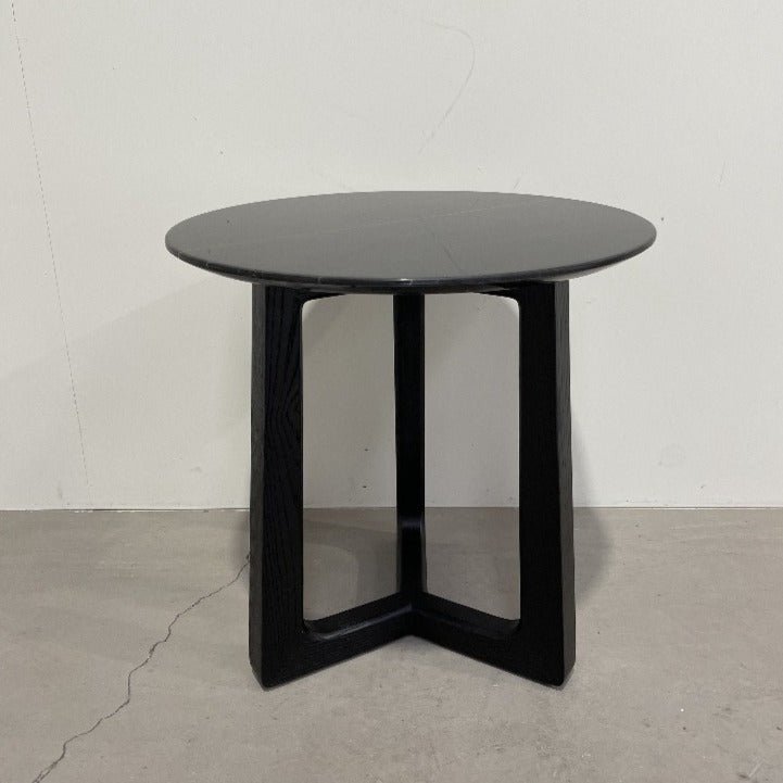 Marble Top Side Table - BLACK 500x500x500H