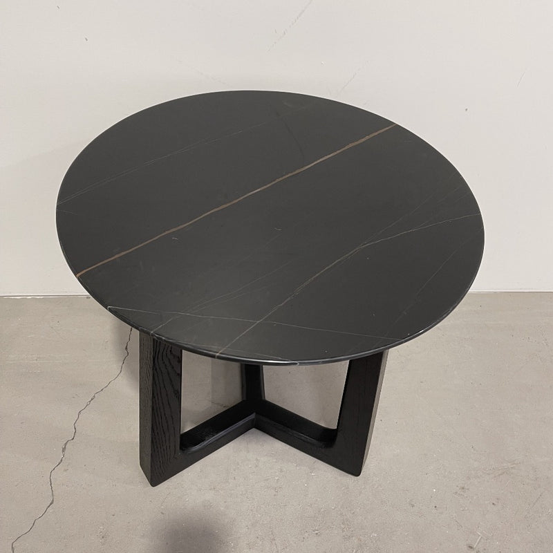 Marble Top Side Table - BLACK 500x500x500H