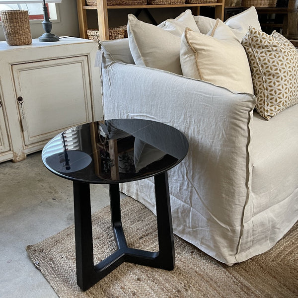 Marble Top Side Table - BLACK 500x500x500H