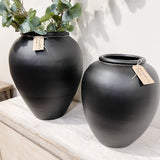 Black ceramic pot