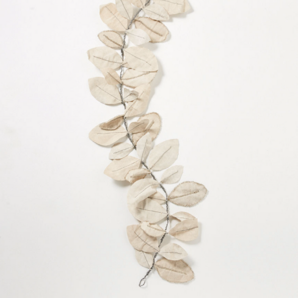 Bedouin Leaf Garland - Upcycled canvas with glass beads