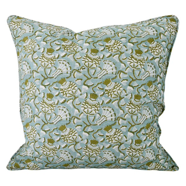 Walter G Iznik Moss Celadon (Hand Block Printed) Cushion Cover 