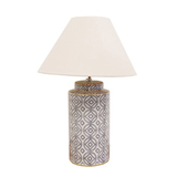 Blue & White Cylinder Lamp Base ONLY