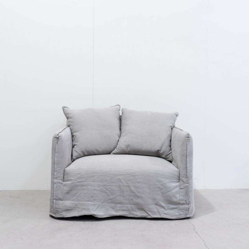 Hamptons 100% Italian Linen 1.5 Sofa - STONE