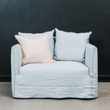 Hamptons 100% Italian Linen 1.5 Sofa - BABY BLUE