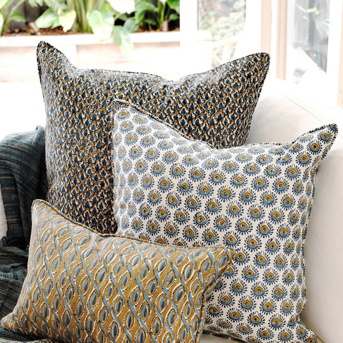 Walter G - Biarritz Tobacco (Hand Block Printed) Cushion Cover ONLY