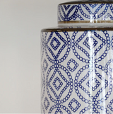 Blue & White Cylinder Lamp Base ONLY