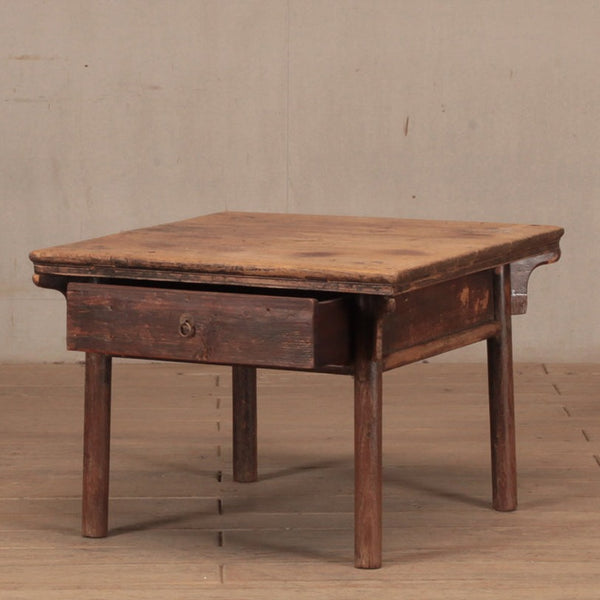 Rustic Antique Square Table w Drawer c.1920